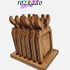 زیر فنجان گوزن استند دار 7 تکه چوبی
