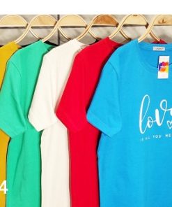 تیشرت زنانه فری سایز تمام پنبه طرح لاو