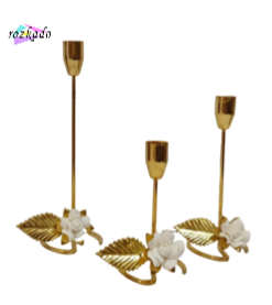 جاشمعی فلزی ۳ سایز گل و برگ