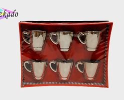 ست فنجان قهوه سرامیکی نقرهای در جعبه کادویی