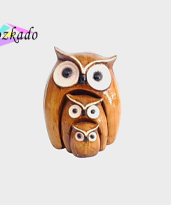 ست مجسمه دکوراتیو جغد خانواده سه‌سایز پلی‌استر