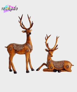 ست مجسمه دکوراتیو پلی‌استر گوزن زین‌دار طرح چوب